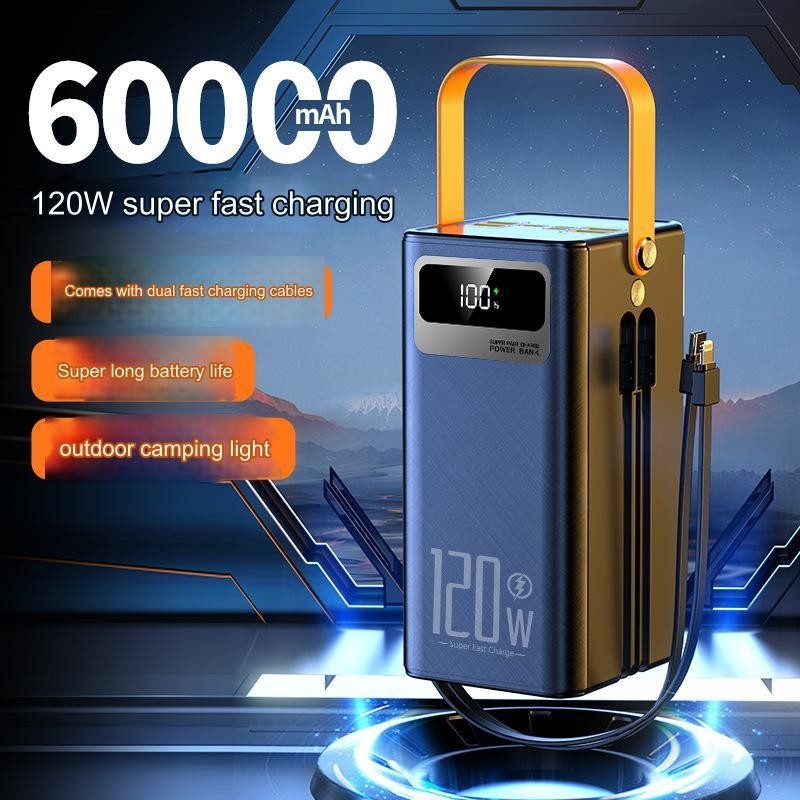 Powerbank 50000mAh 30000nah Power Bank With LED Lights New 60000mAh Power Station With Cable Included