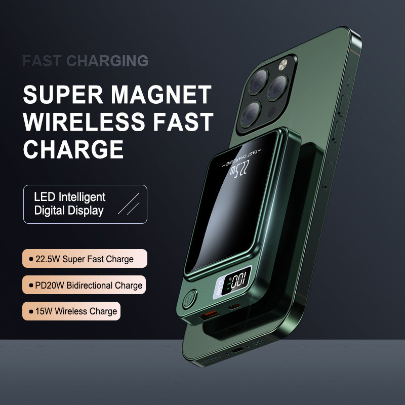 2025 10000mAh Magnetic Power Bank 15W Wireless External Battery Pack PD 20W Portable Charger Powerbanks for Smart Phone