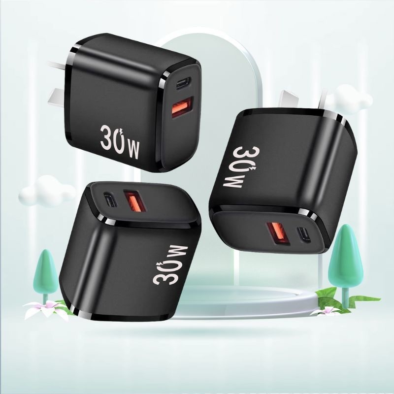 30W Type C Charger Block USB C Cube Dual Port USB C Wall Adapter C Wall Charger Box Fast Charging Brick