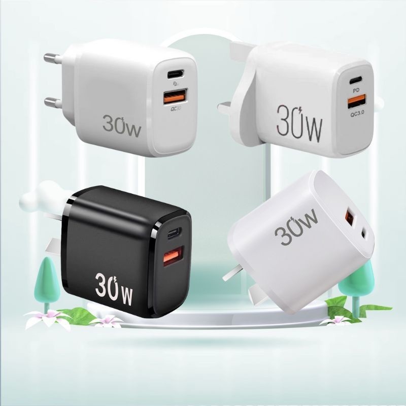 30W Type C Charger Block USB C Cube Dual Port USB C Wall Adapter C Wall Charger Box Fast Charging Brick